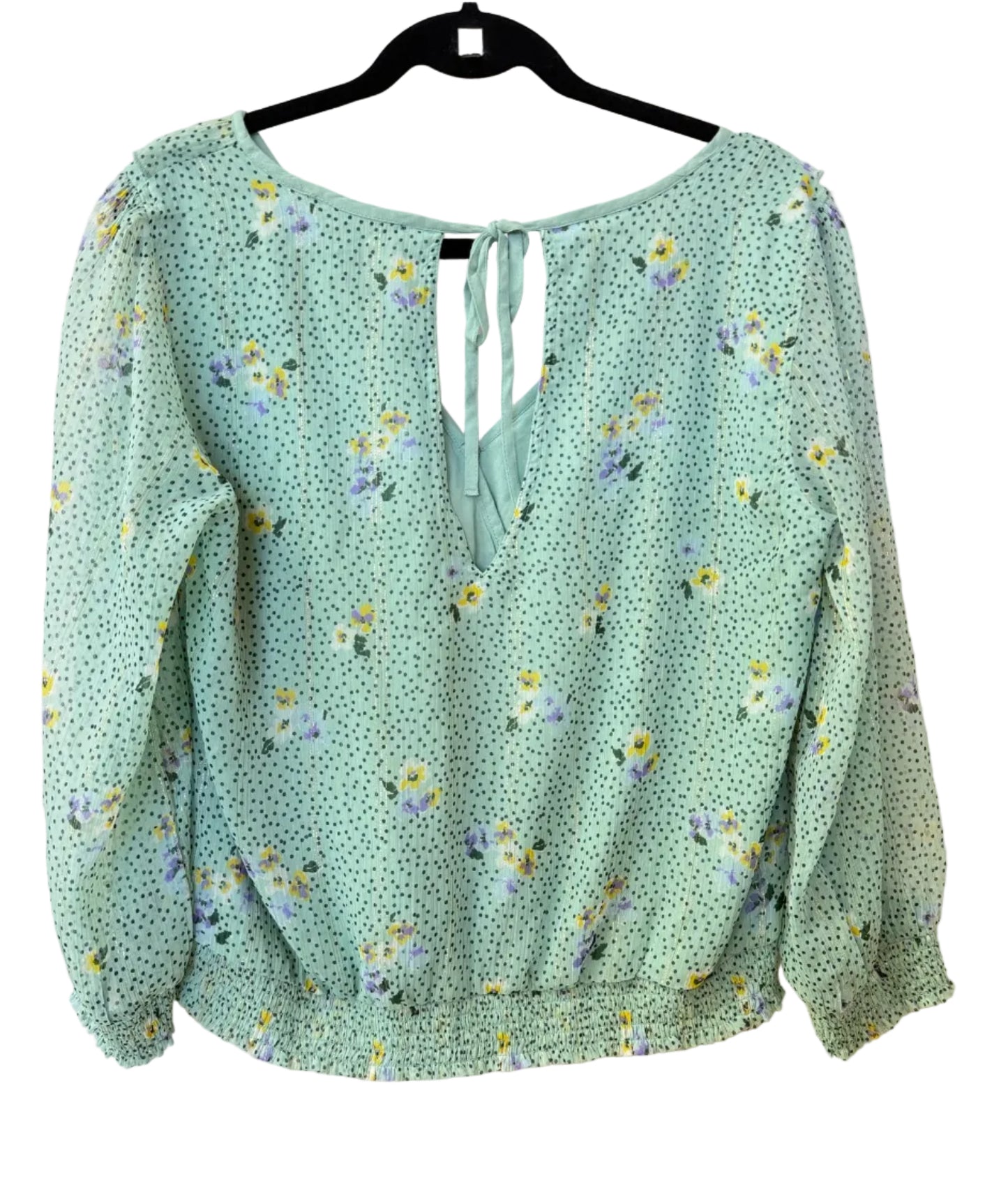 Size L Abercrombie Green Multi Floral Ladies Long Slvd Top