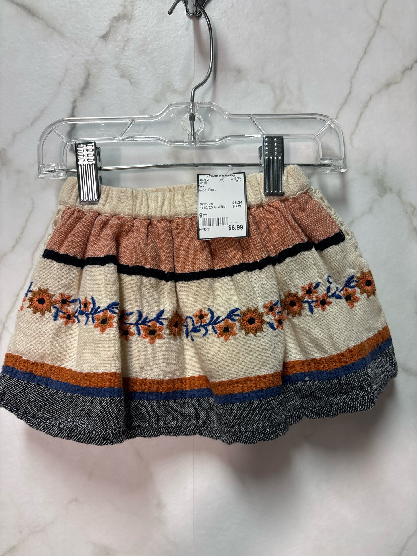 Size 9m Zara Beige Rust Skirtall