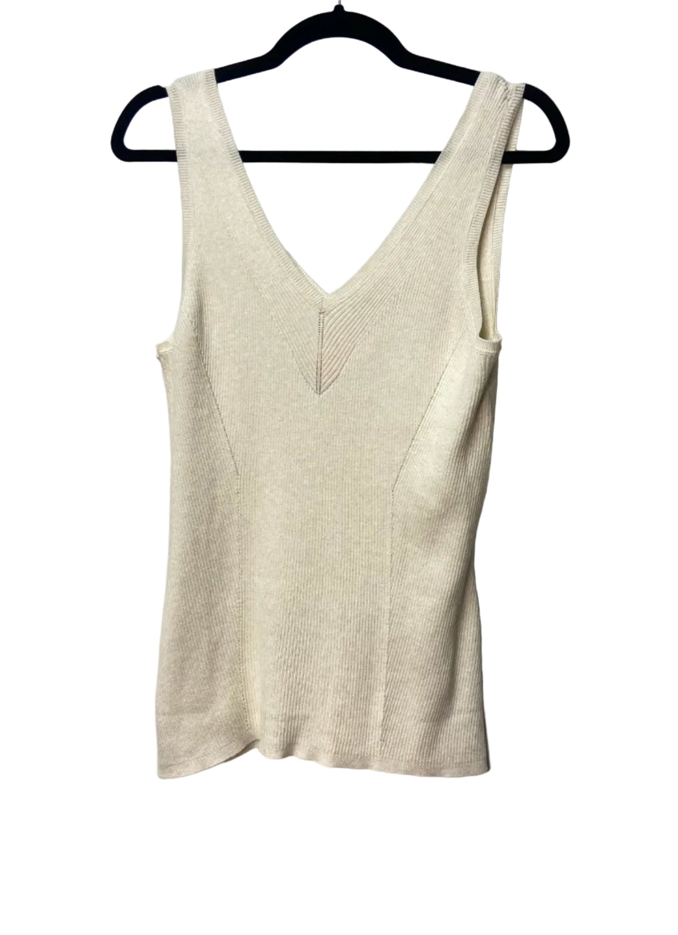 Size L RW & CO Oatmeal Ribbed Ladies Top