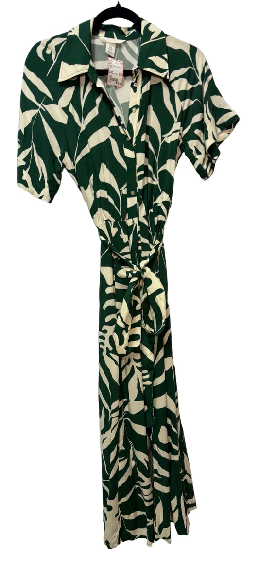 Size XS H & M Green White Leaf Print Ladies Dress