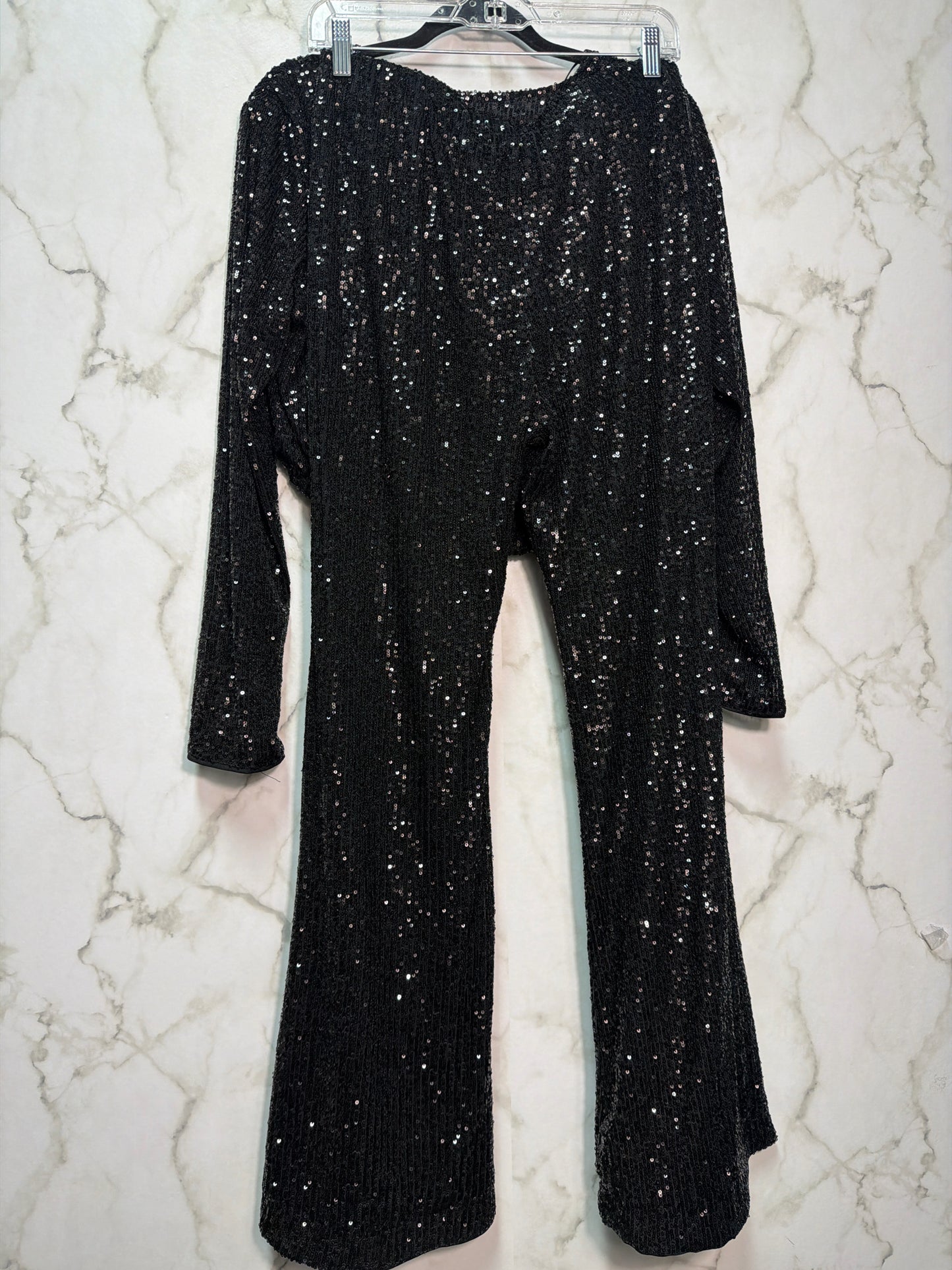 Size M H & M Black Sequins Ladies 2 Part Top