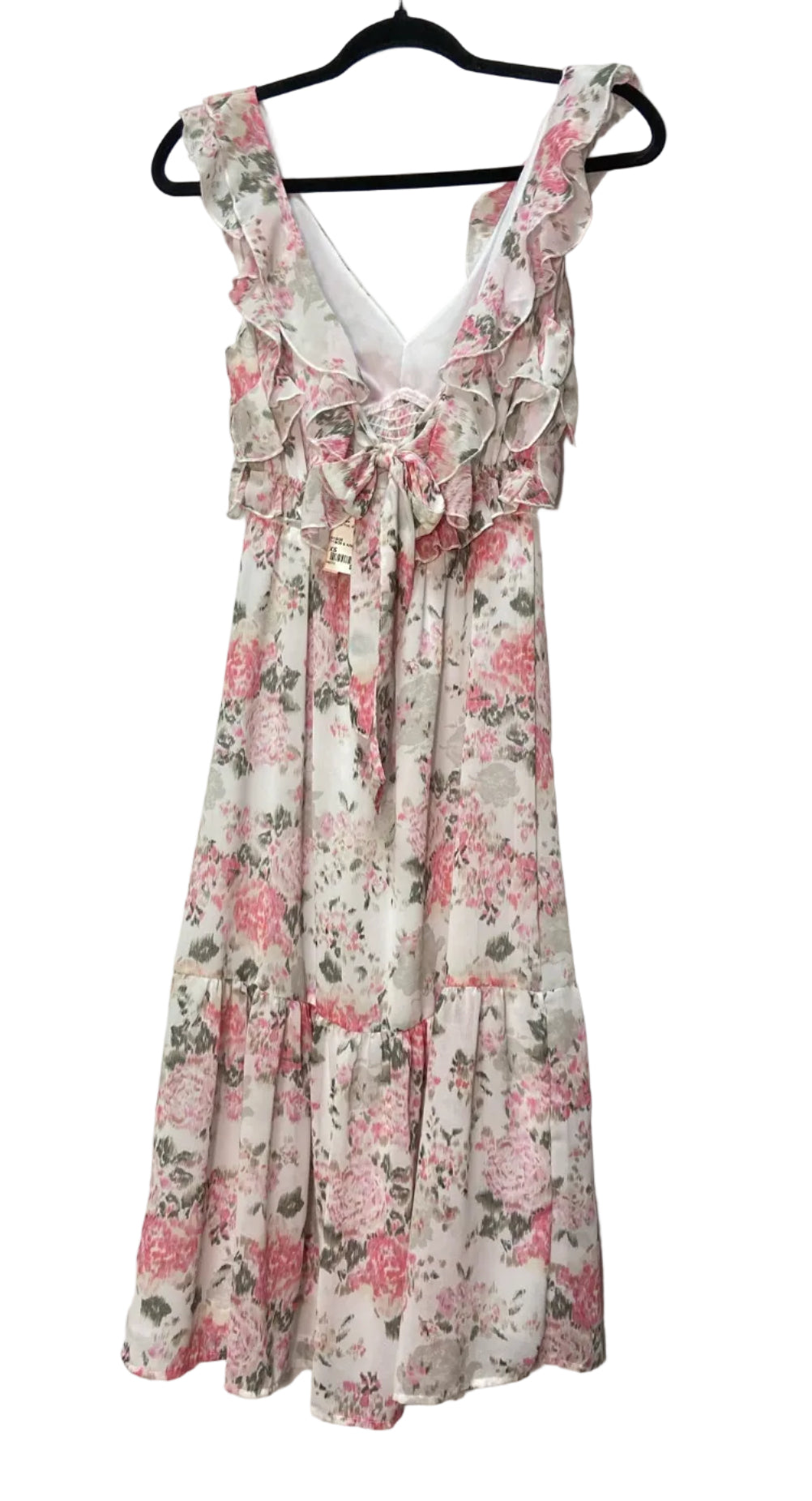 Size XS Black tape White Pink Roses Ladies Dress