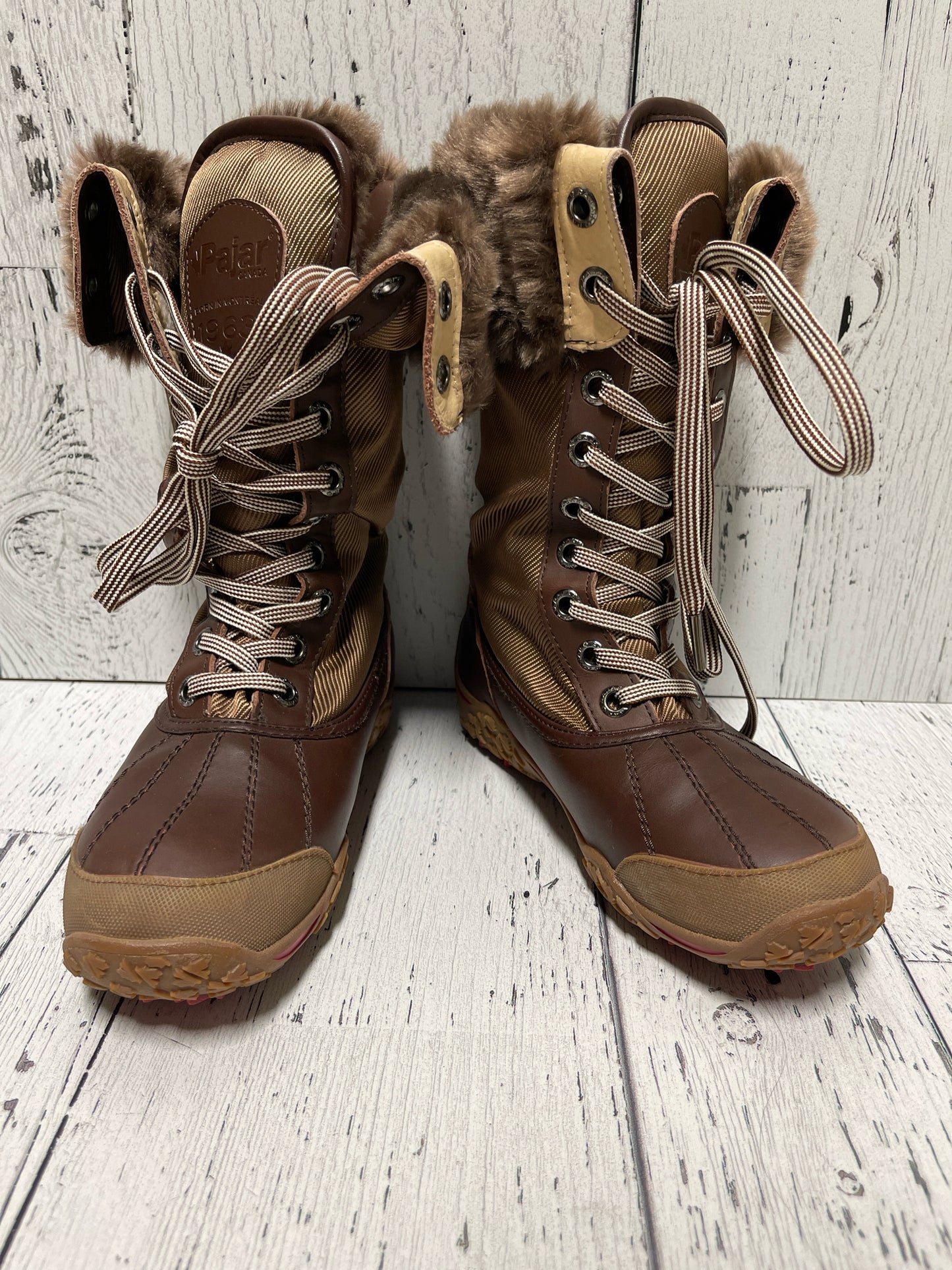 Size 5 pajar Brown Fur Trim Ladies Boots