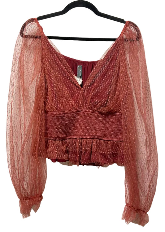 Size M Anthropologie Rust Lace Women's Long Slvd Top