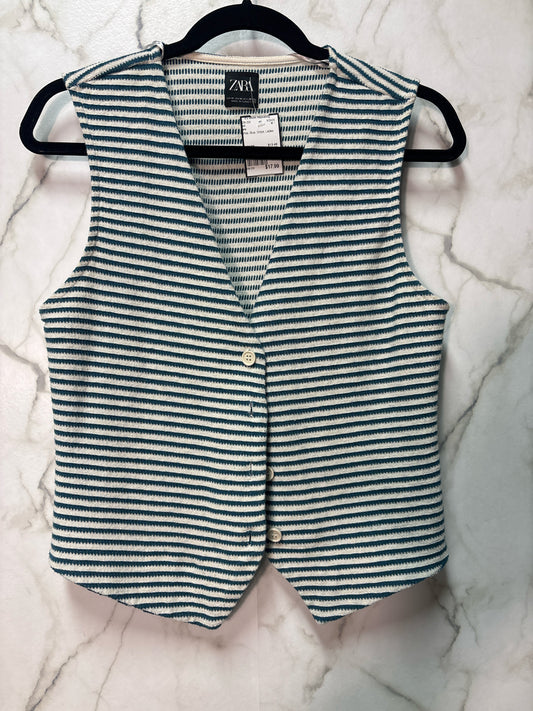Size M Zara White Blue Stripe Ladies Vest