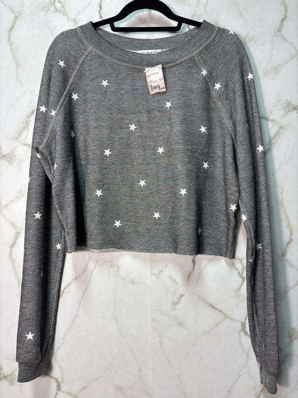 Size XS Grey White Star Print Ladies Top