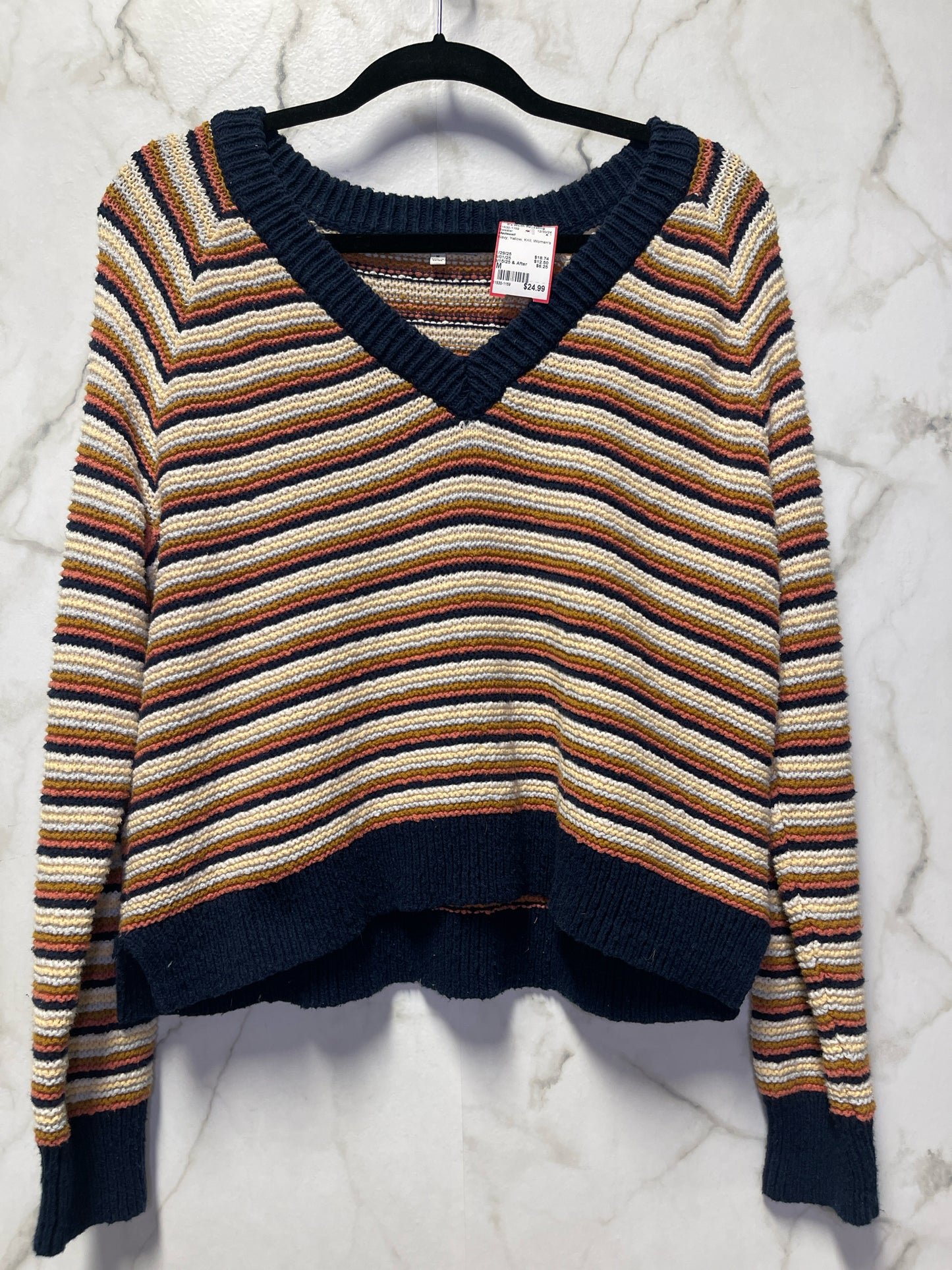 Size M Madewell Navy Yellow Knit Women's Sweater