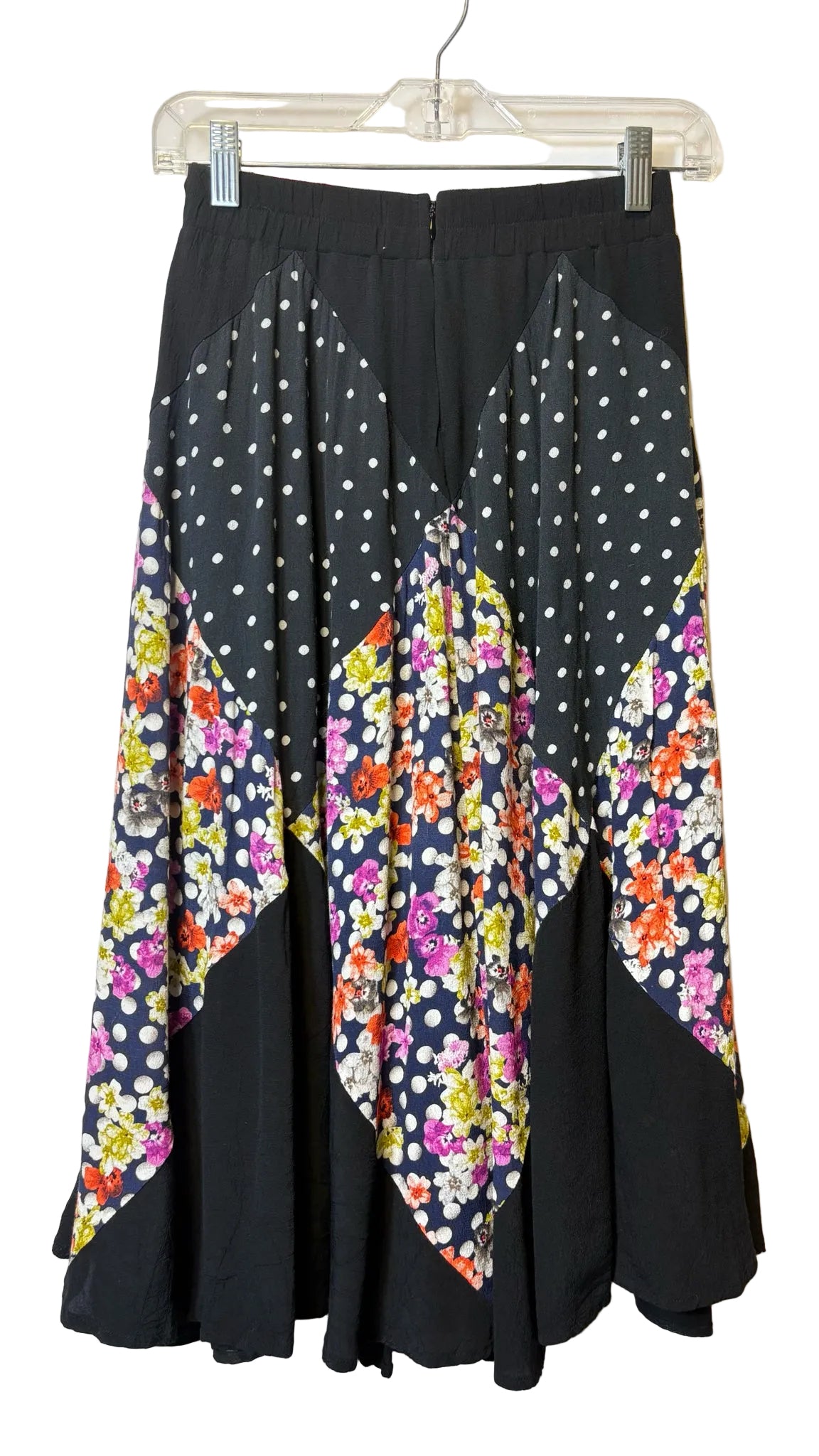 Size XS Maeve Black Multi Polka Dot Ladies Skirt