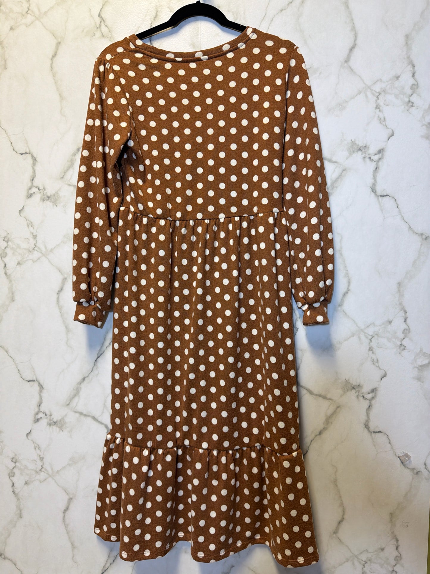 Size XS Brown White Polka Dot Ladies Dress