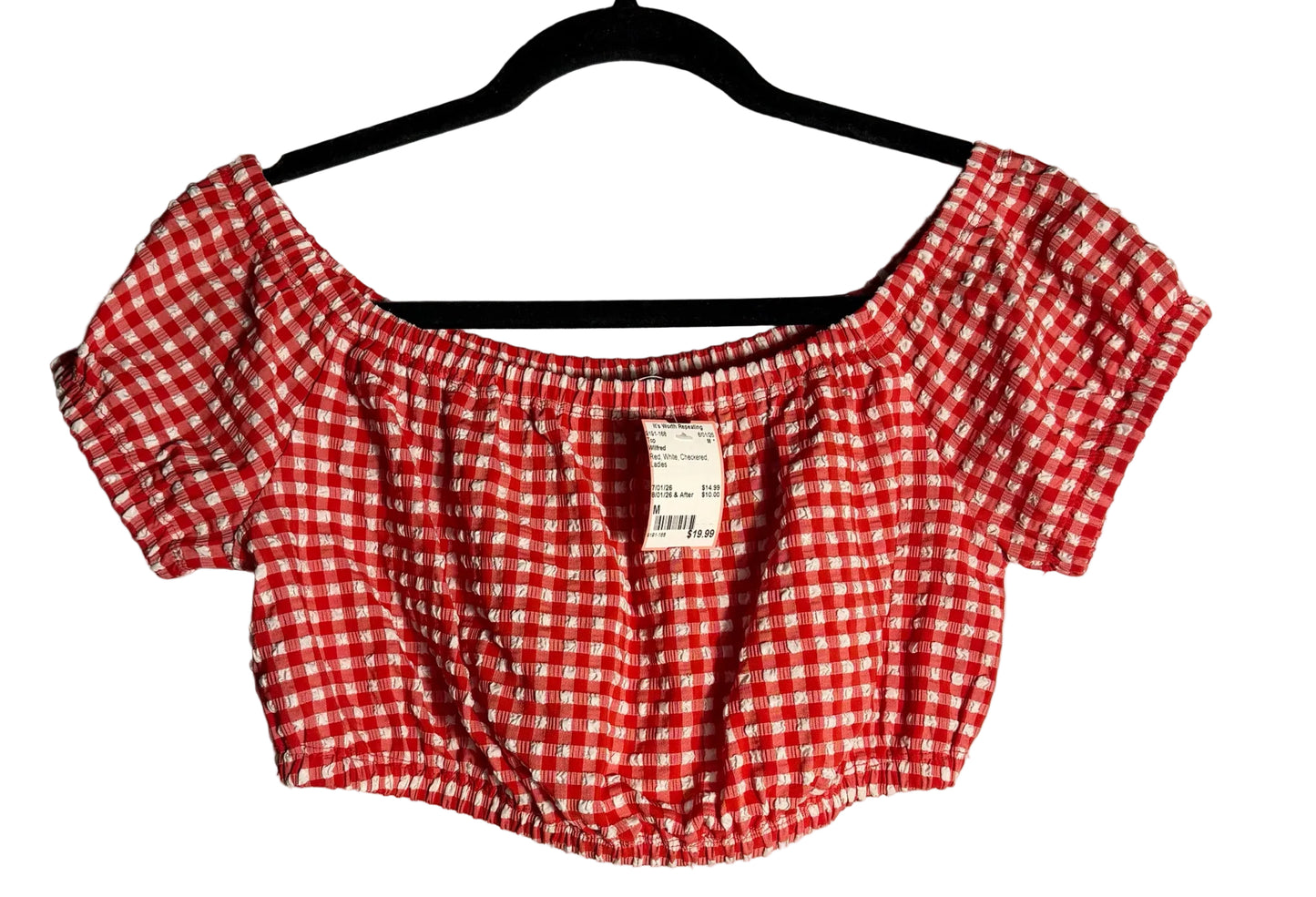 Size M Wilfred Red White Checkered Ladies Top