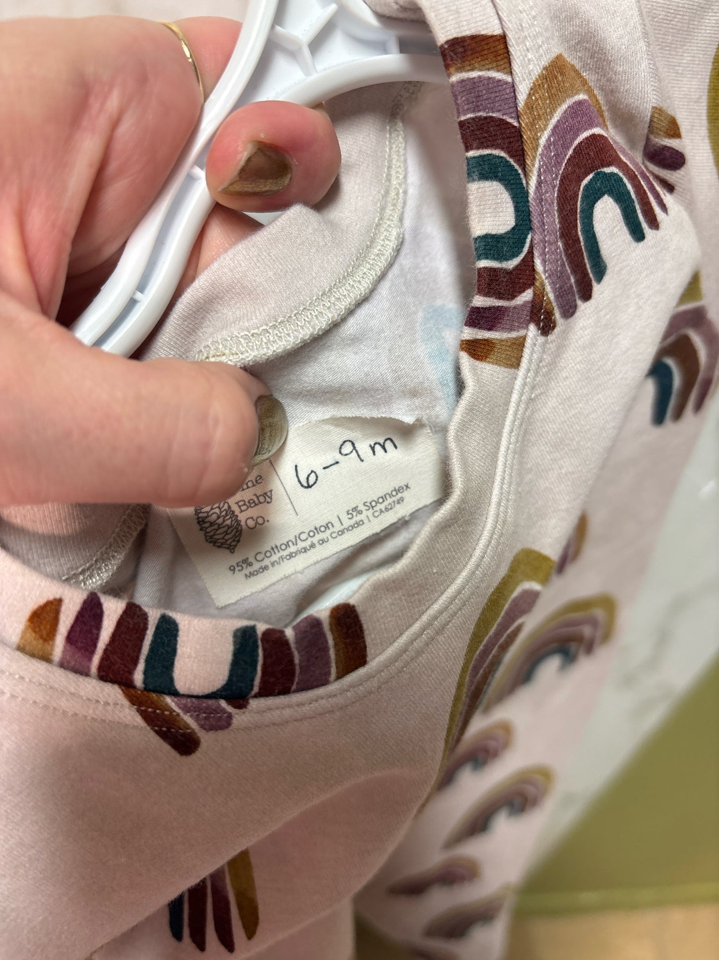 Size 6M Cream Burgundy Rainbow Unisex Onsie