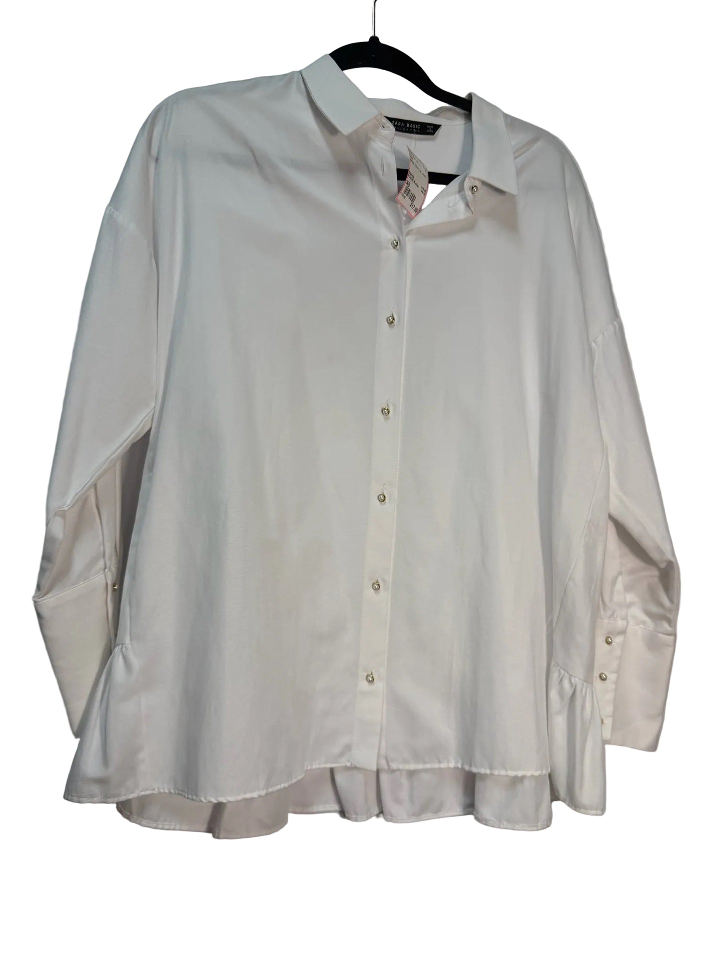 Size XS Zara White Button Up Ladies Long Slvd Top