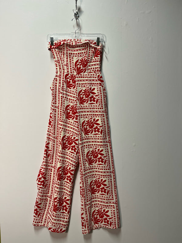 Size XS Red White Floral Ladies Romper