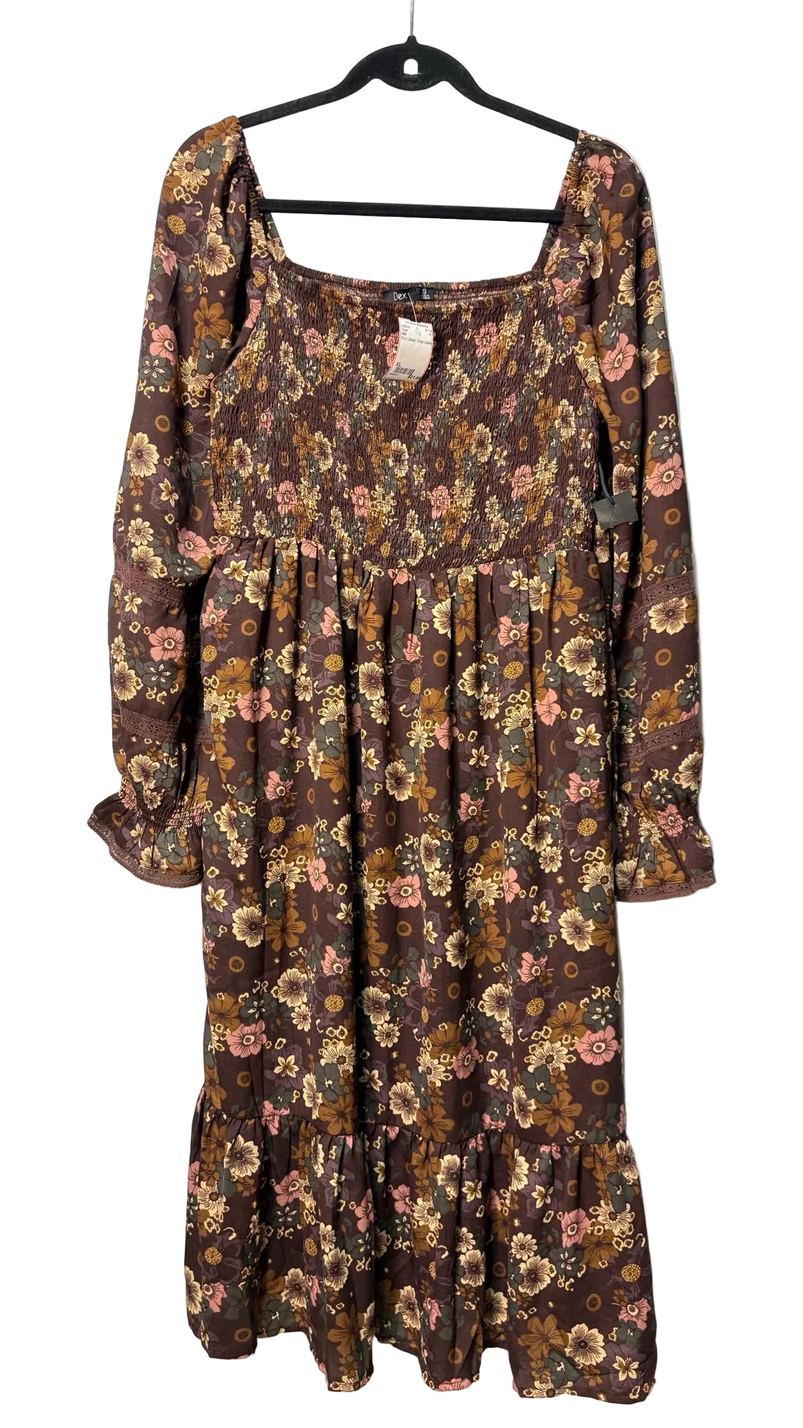 Size XL DEX Plum Brown Floral Ladies Dress