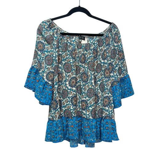 Size M Blue Multi Floral Ladies Top