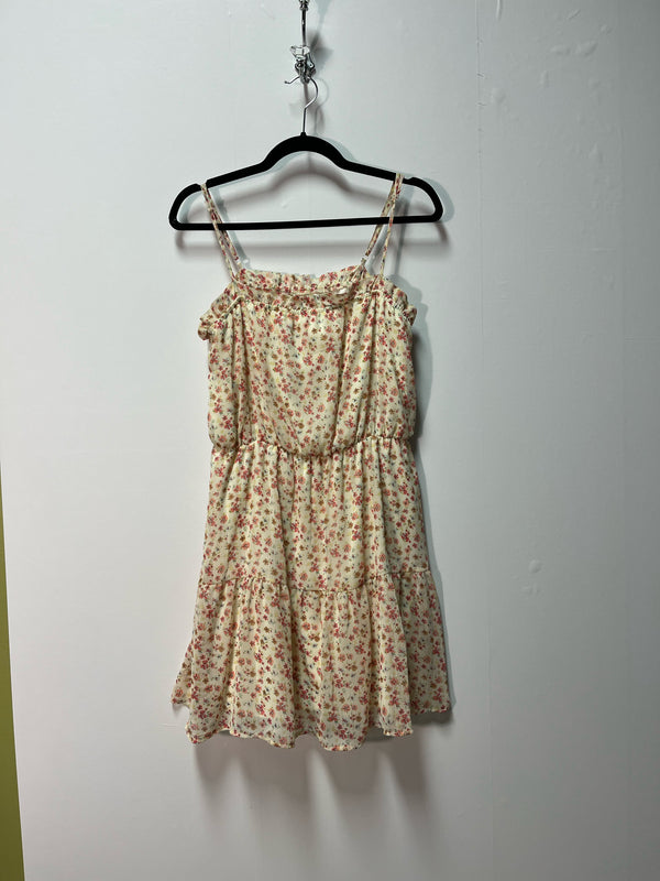 Size XL Cream Pink Floral Ladies Dress
