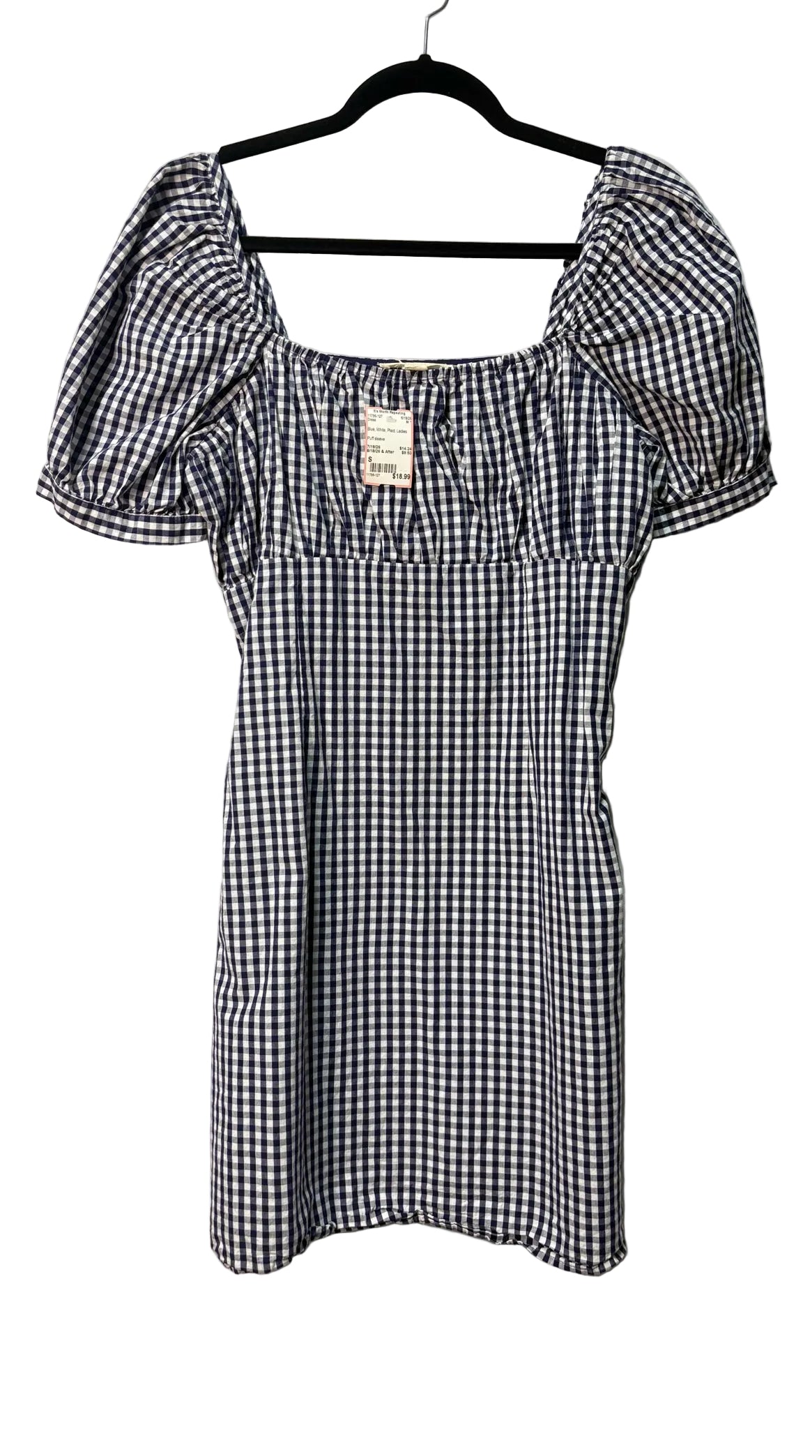 Size S Blue White Plaid Ladies Dress