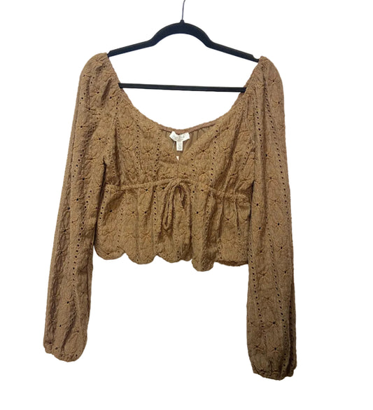 Size S Brown Eyelet Ladies Top