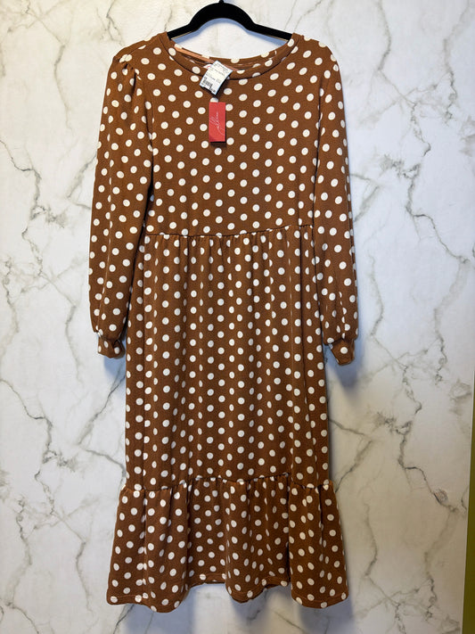 Size XS Brown White Polka Dot Ladies Dress