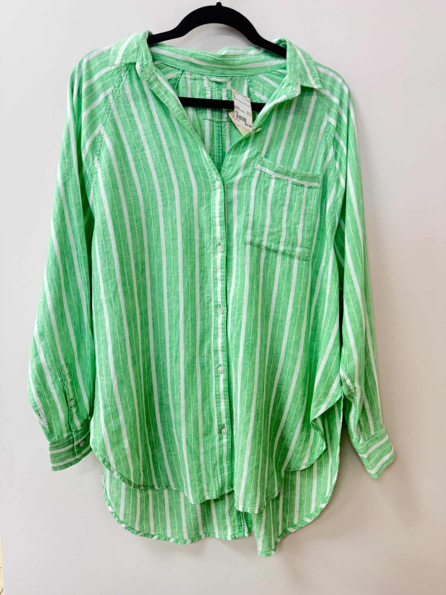 Size XS Aeri Green White Stripe Ladies Top