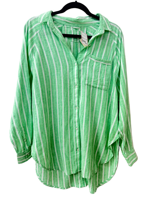 Size XS Aeri Green White Stripe Ladies Top
