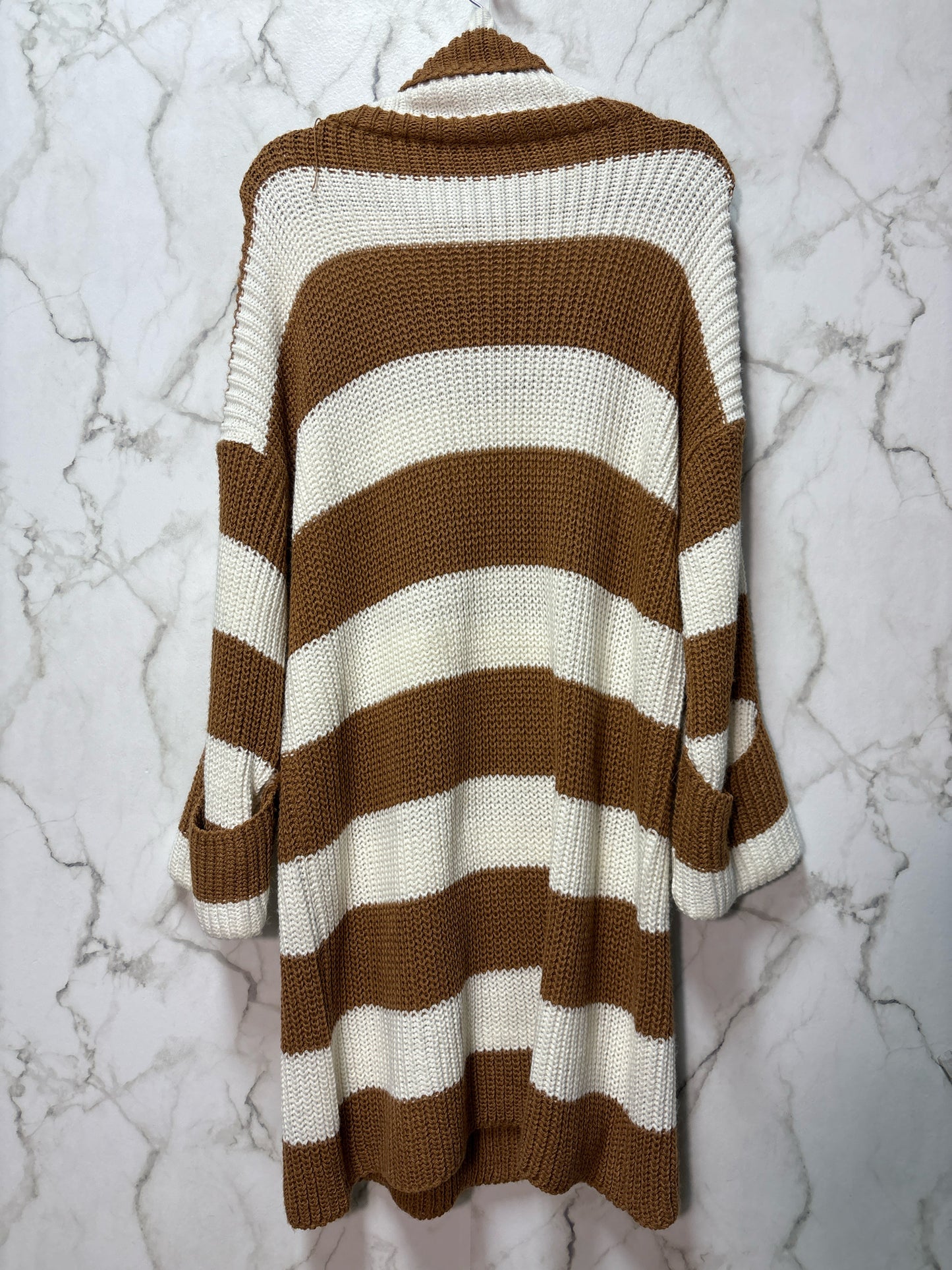 Size M Brown White Stripe Ladies Dress