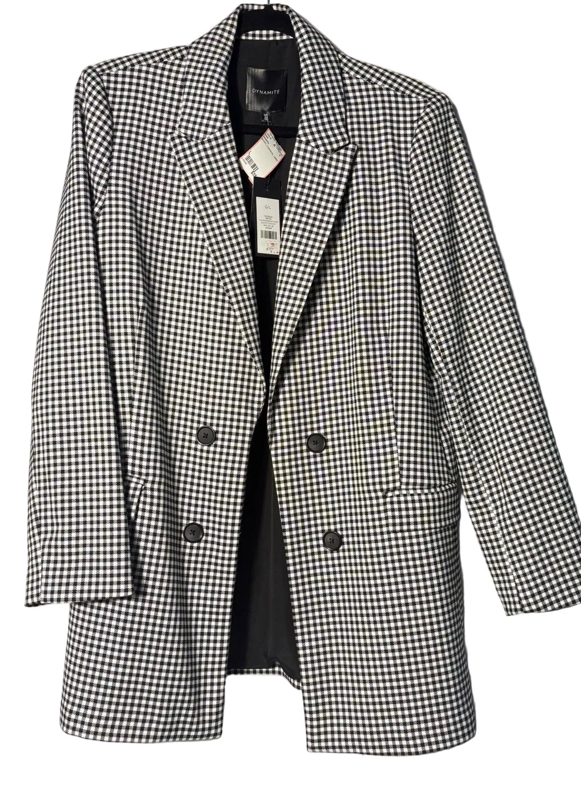 Size L Dynamite Blk/Wht Checkered Ladies Blazer
