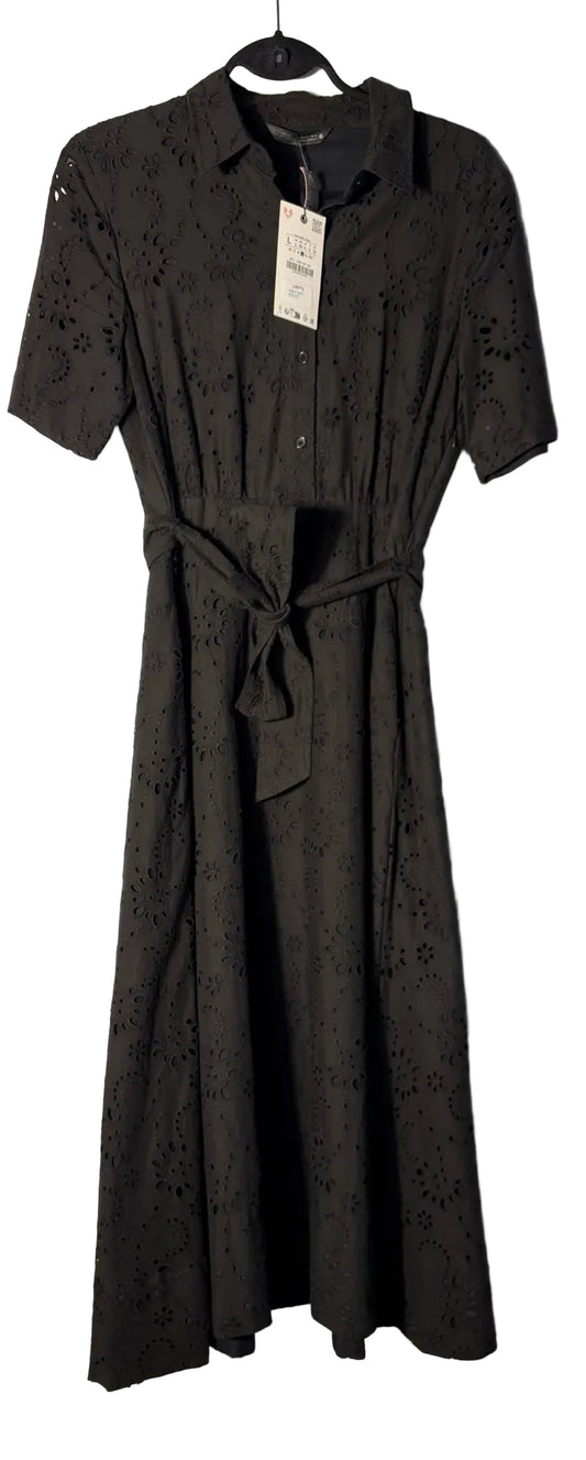 Size L Zara Black Brand New Eyelet Ladies Dress