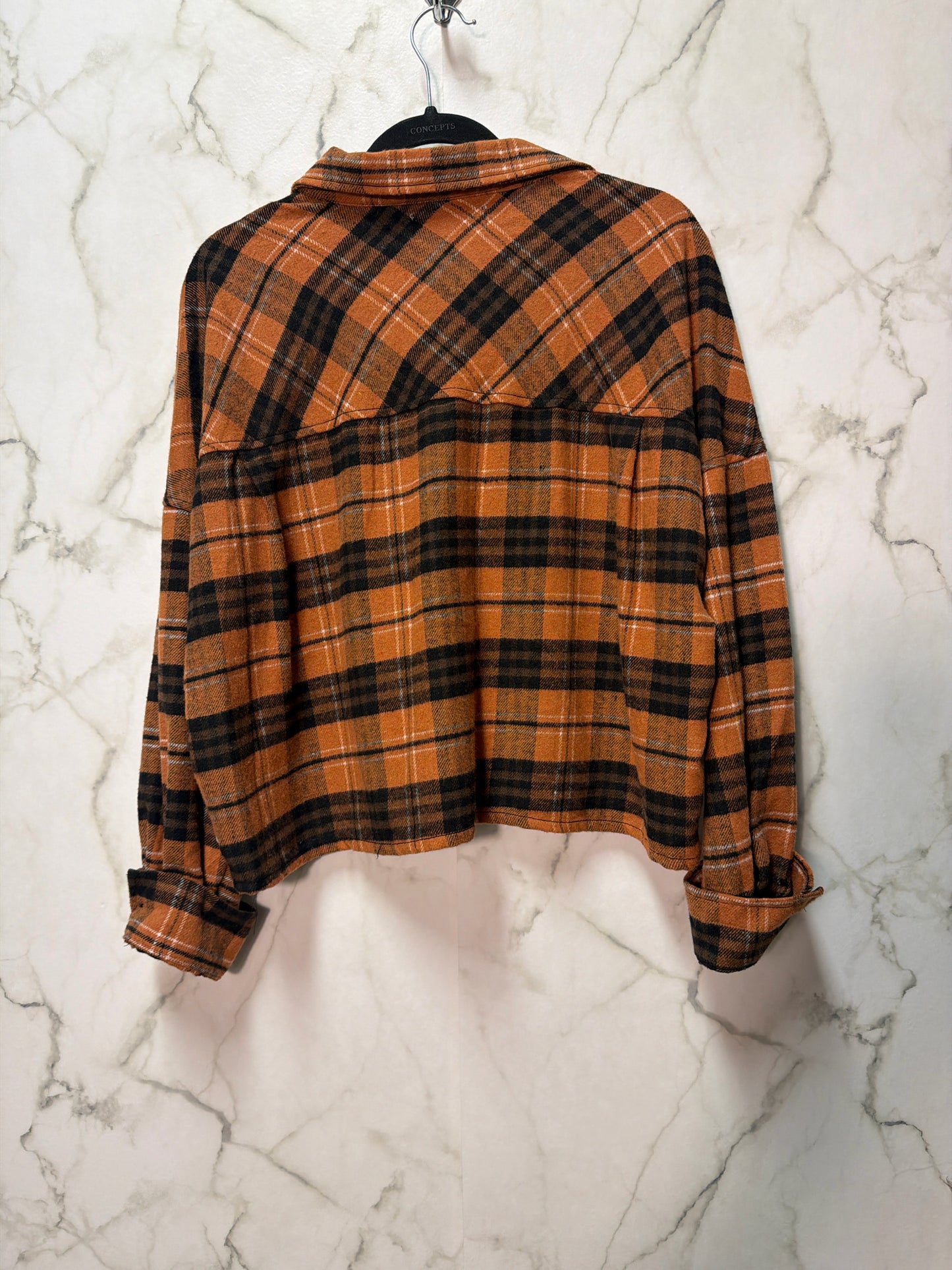 Size XL Brand New Rust Black Plaid Ladies Button Front Top