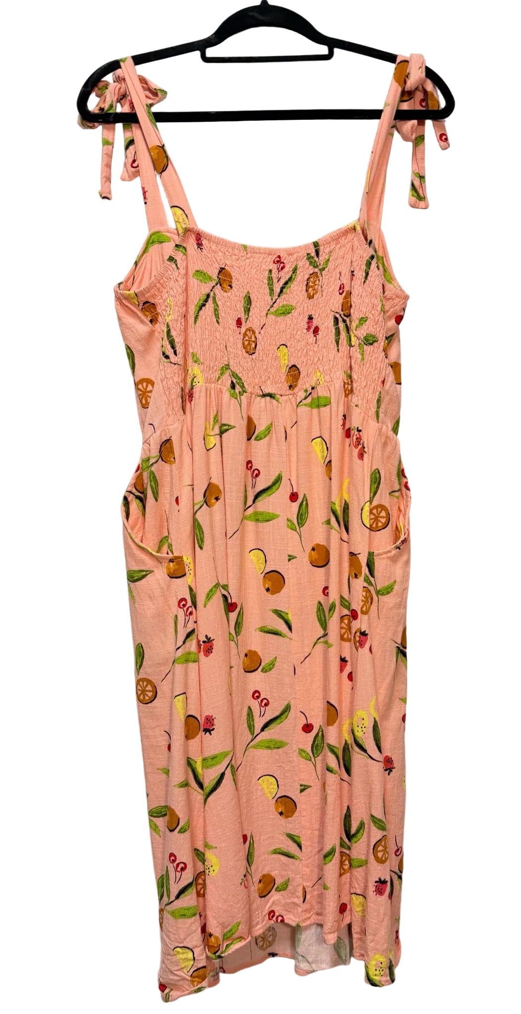 Size XL Lauren Conrad Peach Green Fruit Print Ladies Dress