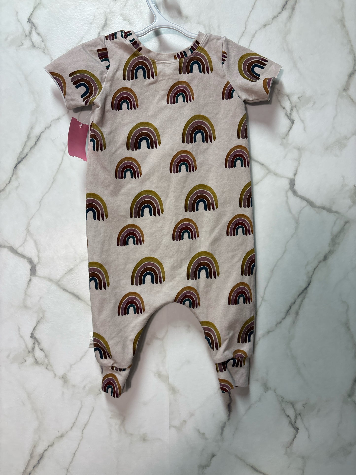 Size 6M Cream Burgundy Rainbow Unisex Onsie