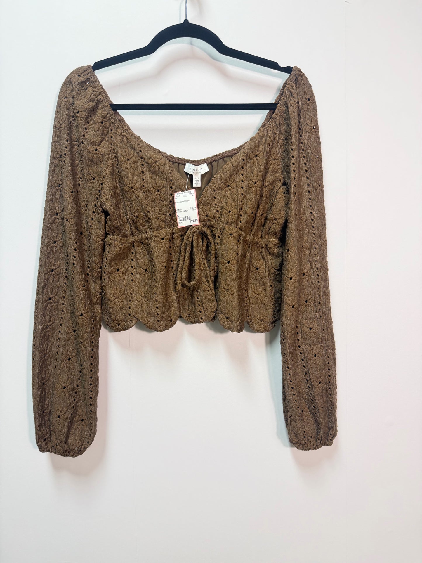 Size S Brown Eyelet Ladies Top