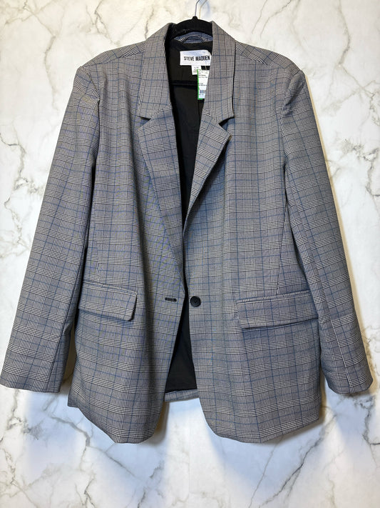 Size L Steve Madden Black Blue Plaid Ladies Blazer