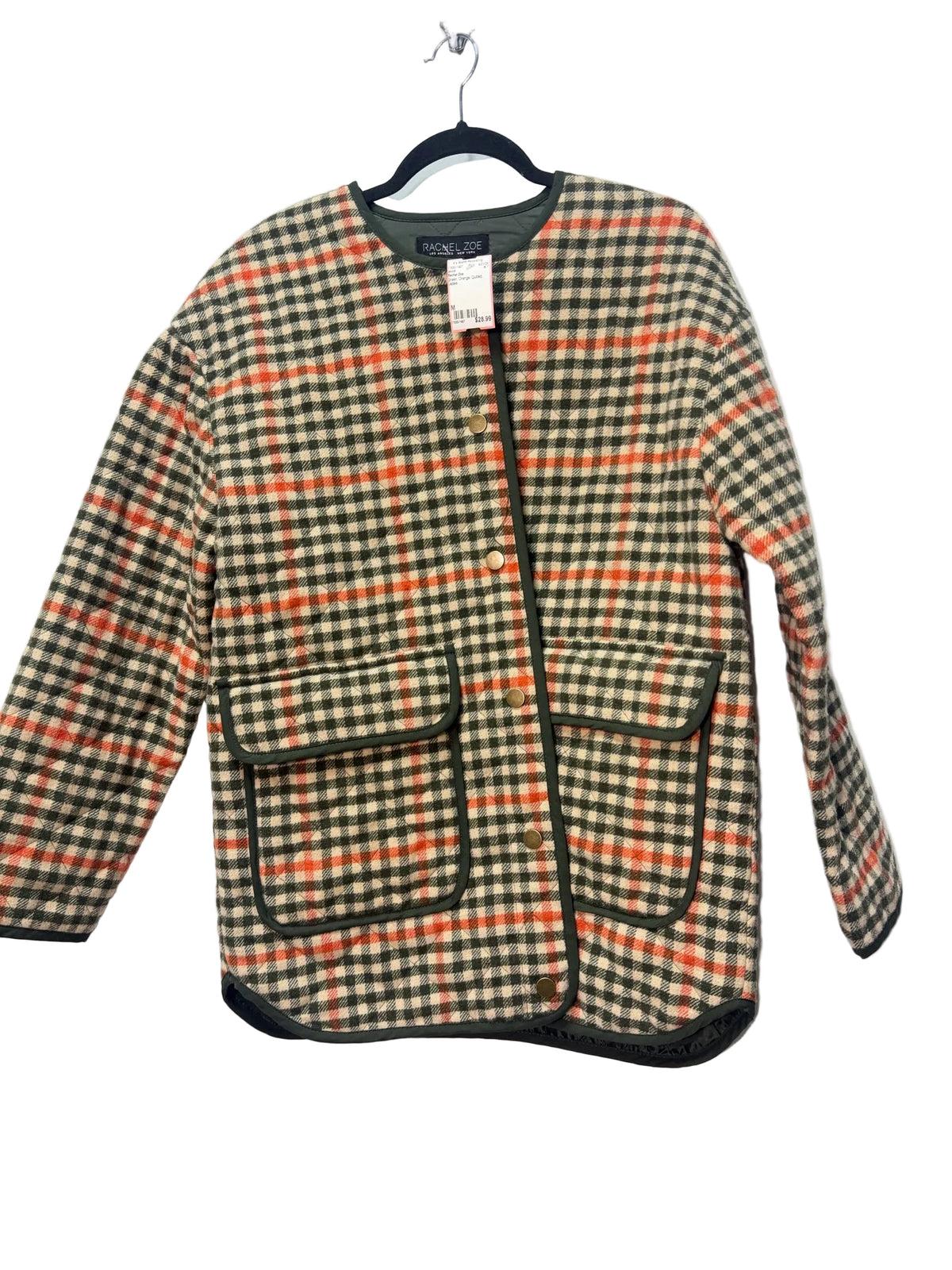 Size M Rachel Zoe Green Orange Quilted Ladies Jacket