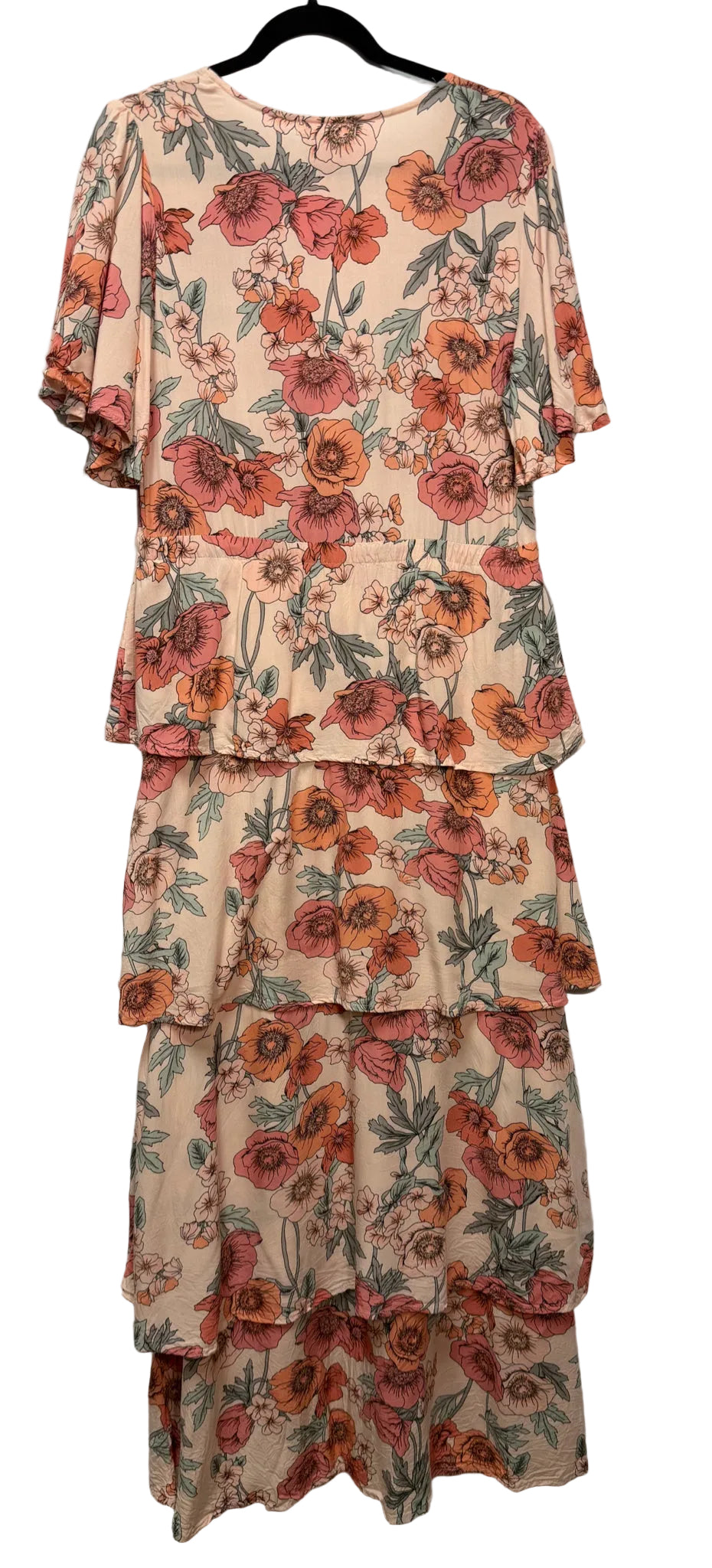 Size M Pink Green Floral Ladies Dress