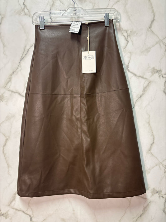 Size XXS Pink Martini Brown Leather Ladies Skirt