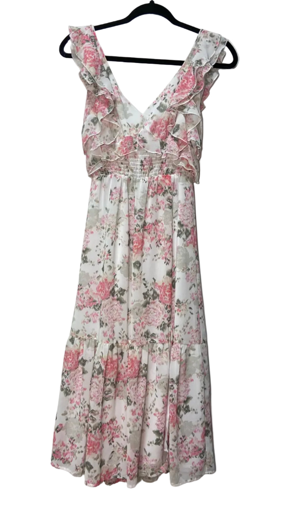 Size XS Black tape White Pink Roses Ladies Dress