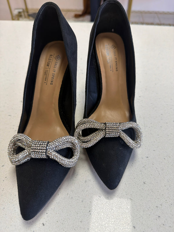 Size 6.5 Call It Spring Black Silver Shiny Ladies Footwear/Ladies